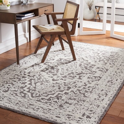 Elegant Floral Bliss Light Grey/Cream Synthetic 4' x 6' Area Rug