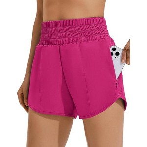 PINSPARK Quick Dry Running Shorts for Woman High Waist Athletic Workout Gym Short Elastic Stretch Mesh Panty Liner with 2 Utility Pockets - 1 of 4