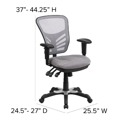 Ergonomic Mid-Back Mesh Executive Swivel Chair with Adjustable Arms in Gray