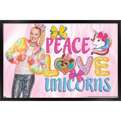 Trends International Jojo Siwa - Peace Love Unicorns Framed Wall Poster Prints
