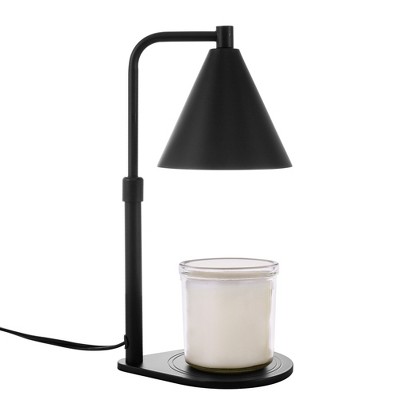 DORESshop 11 in Adjustable Black Table Lamp - Contemporary Bedside Wax Melting Lamp with Conical Shade for Bedroom or Office