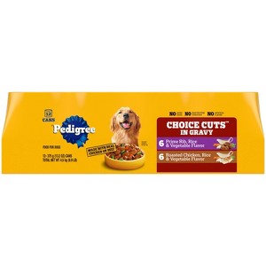 Pedigree Choice Cuts in Gravy Prime Chicken, Steak, Vegetable, Rice, Beef and Gravy Flavor Variety Pack Wet Dog Food - 13.2oz/12ct - 1 of 4