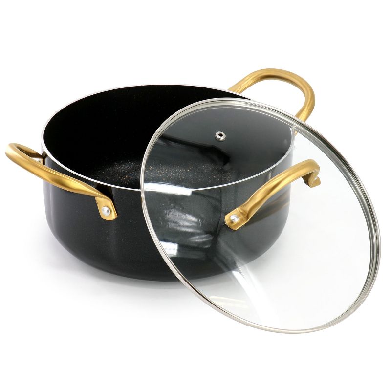 Gibson Home Ellsworth 5 Quart Nonstick Dutch Oven with Lid in Black and Gold, 5 of 6