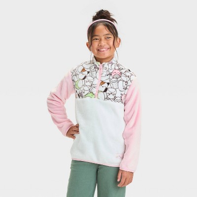 Girls' Squishmallows Faux Shearling Pullover Sweatshirt - Ivory