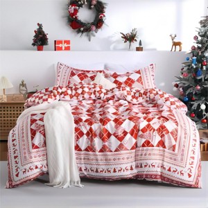Christmas Printed Duvet Cover Set, Dreamy Red and White Check, Bedding, Winter Christmas Bedspread, Reversible Duvet Cover for Holiday Home - 1 of 4