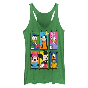 Women's Mickey & Friends Colorful Character Panels Racerback Tank Top - 1 of 4