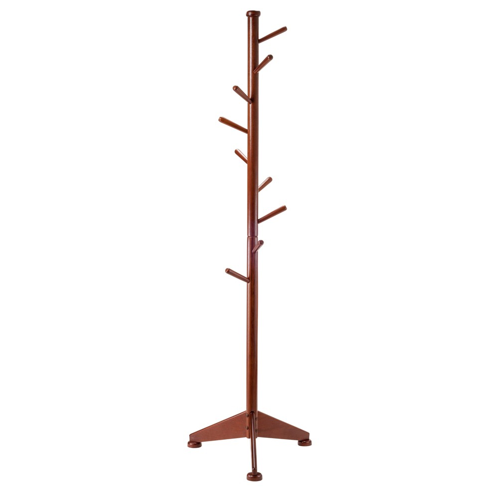 Photos - Display Cabinet / Bookcase Lily Coat Tree Walnut Finish - Winsome: Solid Wood 9-Peg Entryway Organize