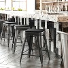 Emma and Oliver Set of Four Backless Metal Stools with All-Weather Poly Resin Seats for Indoor Use Only - 2 of 4