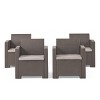 Christopher Knight Home Johns Outdoor Polypropylene Club Chairs with Water Resistant Cushions (Set of 4) - 2 of 4