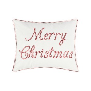 Peppermint Plaid Merry Christmas Pillow 14x18 - 1 of 4