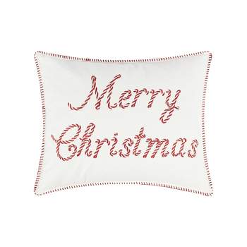Peppermint Plaid Merry Christmas Pillow 16x22 -Levtex Home