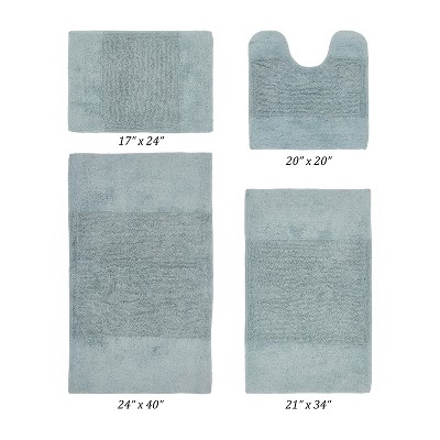 Granada 4 Piece Bath Rug Set 100% Premium Cotton Tufted Non-Slip Backing Bathmats for Bathroom, Super Soft Absorbent, Machine Washable