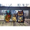 CHLOE Lighting OLLIE Tiffany-glass Owls Family Window Panel 11x17 - 4 of 4