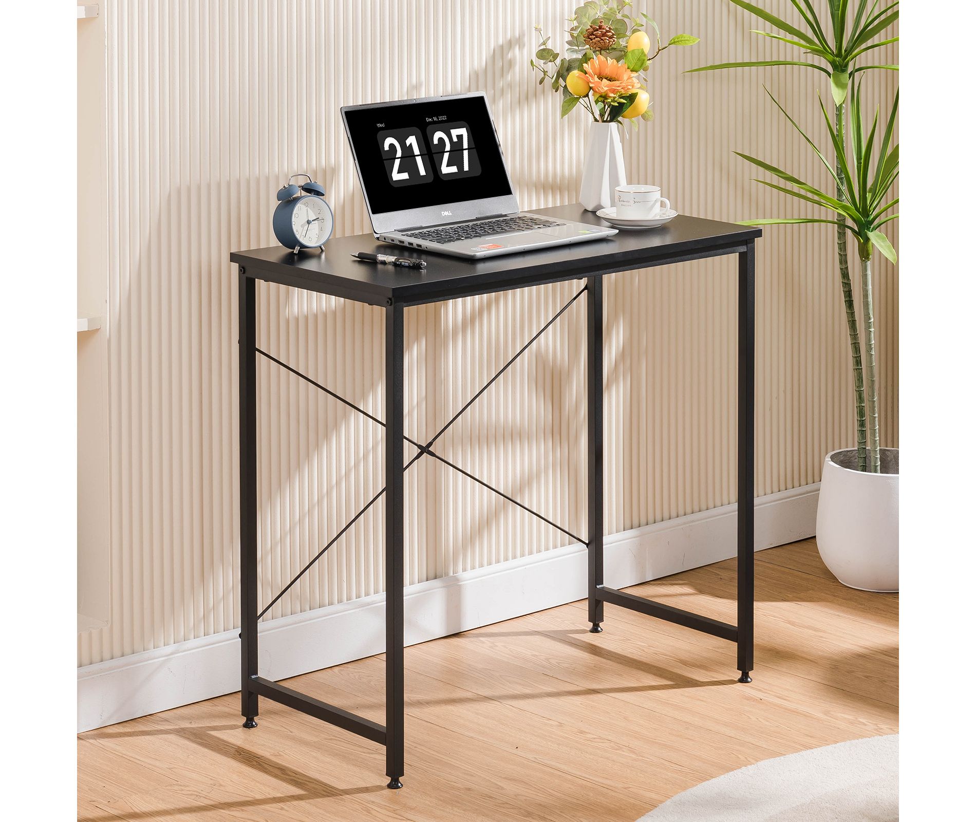 COMHOMA 32''/47" Desk, Study Writing Table for Small Space, Save Space Office Desk with Metal Legs
