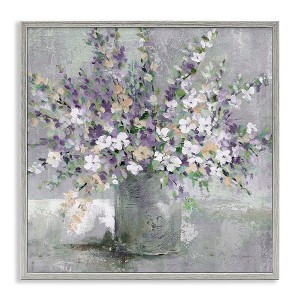 Stupell Industries Blossoming Aster Flower Bouquet Framed Giclee Art, Gray, 12" x 12" - 1 of 4