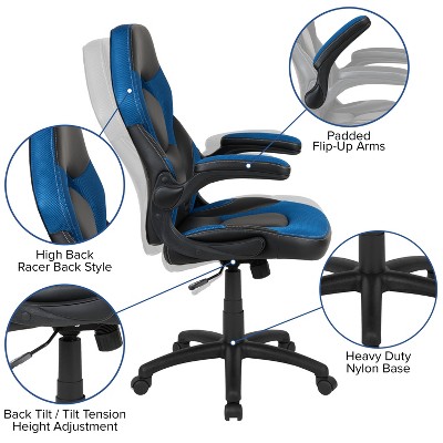 X10 Blue and Black Ergonomic Racing Style Gaming Chair