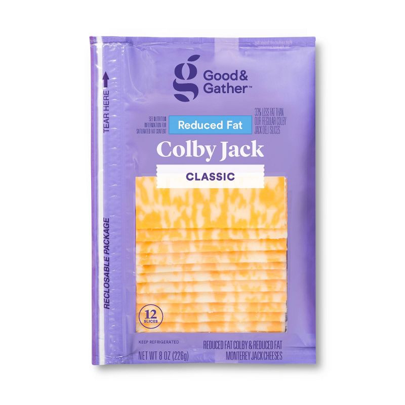Reduced Fat Colby Jack Deli Sliced Cheese - 8oz/12 slices - Good &#38; Gather&#8482;, 1 of 5