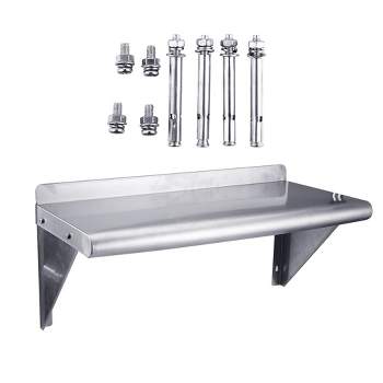Stainless Steel Wall Shelf, Wall Mounted Floating Heavy Duty Shelf, Metal Kitchen Rack for Restaurant, Kitchen, Bar, Home, Hotel