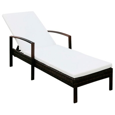 vidaXL Sunlounger Brown PE rattan Standard Adjustable Headrests