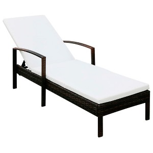 vidaXL Sunlounger Brown PE rattan Standard Adjustable Headrests - 1 of 4