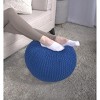 Bordeaux Knitted Cotton Round Pouf, Navy Blue - 3 of 4
