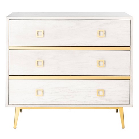 Katia 3 Drawer Chest White Wash Gold Safavieh Target