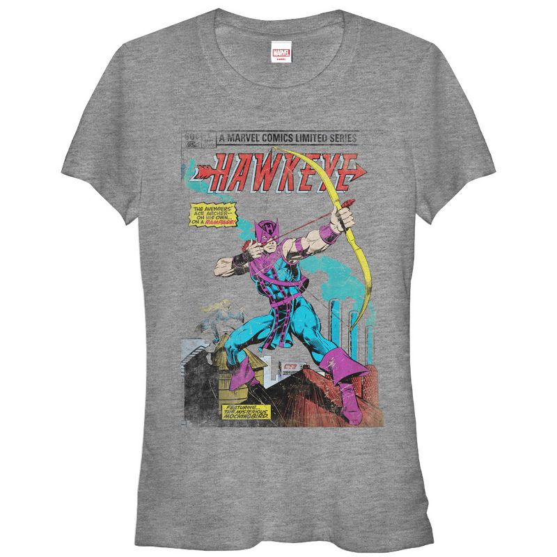 Juniors Womens Marvel Hawkeye Limited Comic Book Print T-Shirt, 1 of 4