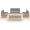 vidaXL Patio Lounge Set with Cushions Solid Wood Pine - Natural - 3 of 4