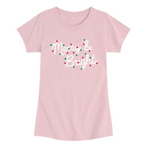 Girls' - Instant Message - Merry and Bright Lights Fitted Short Sleeve Graphic T-Shirt - 1 of 4