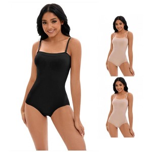 INSPIRE CHIC 3 Pcs Women's Cami Convertible Straps Slimming Waisted Button Bottom Butt Lifter Body Shapers - 1 of 4