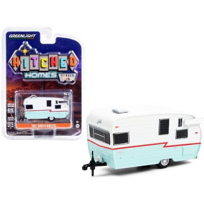 1962 Shasta Airflyte Travel Trailer White and Teal with Red Stripe "Hitched Homes" Series 10 1/64 Diecast Model by Greenlight