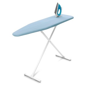 Homz T-Leg Clothes Ironing Board, Compact Foldable Standard Size Adjustable Height with Foam Pad & Cotton Cover, Light Blue - 1 of 4