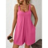 Coolmee Women Casual Square Neck Sleeveless Loose Outdoor Suspender Shorts Jumpsuit With Pockets - 2 of 4