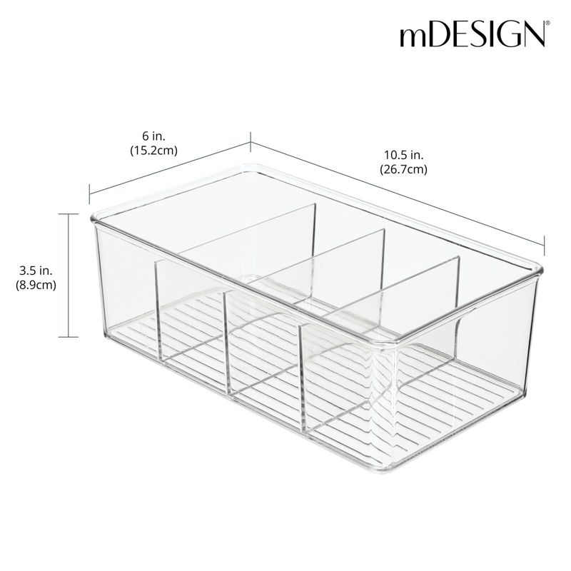 mDesign Plastic 4-Section Divided Kitchen or Pantry Organizer Bin, 3 of 9