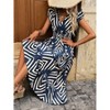 Coolmee Women's Summer Floral Boho Dress Wrap V Neck Short Sleeve Ruffle A-Line Flowy Maxi Dresses Dark - 3 of 4