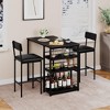 Bar Height Table and Chairs Set 3-Piece - 36" Counter Table with 2 Padded Stools - 4 of 4