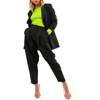 EXLURA Women's Business Blazer and High Elastic Waist Pant Suit Set Loose Fit Casual Fall Winter 2 Piece Suits for Work - 4 of 4