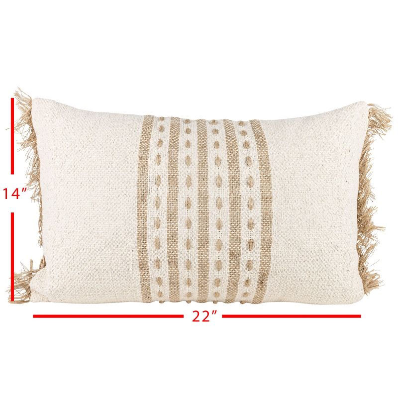 Tan Middle Striped 14X22 Hand Woven Filled Pillow - Foreside Home & Garden, 5 of 6
