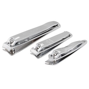 Unique Bargains Stainless Steel Fingernail Slanted Toenail Clippers Nail Clippers Set Silver Tone 3 Pcs - 1 of 4