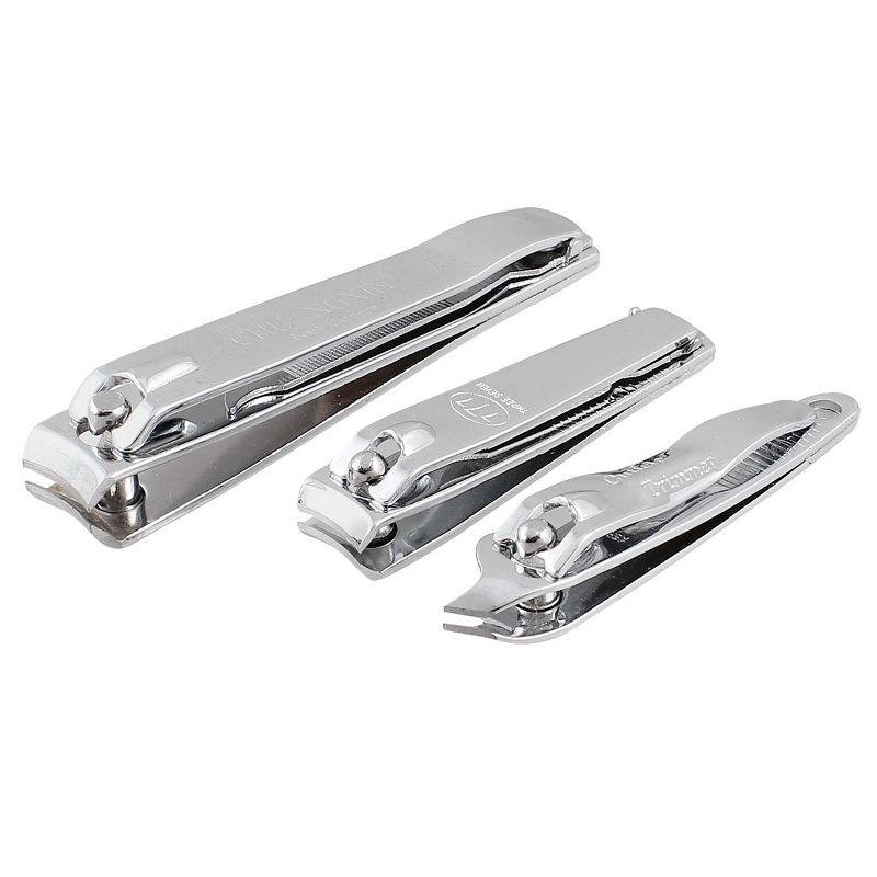 Unique Bargains Stainless Steel Fingernail Slanted Toenail Clippers Nail Clippers Set Silver Tone 3 Pcs, 1 of 2