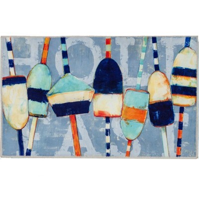 Olivia's Home Coastal Buoys Doormat – Nautical Indoor Accent Mat, Vibrant Hand-Hooked Design, 22" x 32", Coastal Decor for Entryways