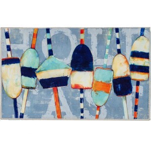 Olivia's Home Coastal Buoys Doormat – Nautical Indoor Accent Mat, Vibrant Hand-Hooked Design, 22" x 32", Coastal Decor for Entryways - 1 of 3