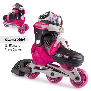 New Bounce Beginner Roller Skates – Convertible Tri-Wheel or Inline Skates - Size US 8-11
