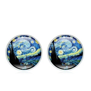Starry Nights Round Stud Earrings Silver Plated Womens Ginger Lyne Collection - 1 of 3