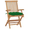 vidaXL Patio Chairs with Green Cushions 2 pcs Solid Teak Wood - 2 of 4