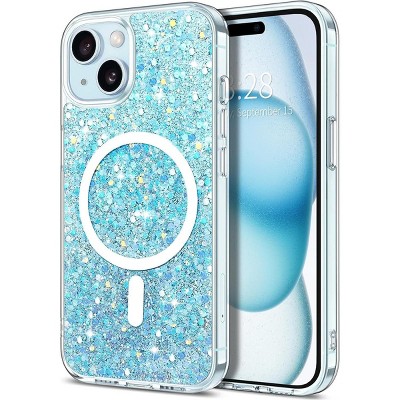 Entronix [Magnetic] Case Compatible with iPhone 15 Plus - Iridescent Chunky Glitter