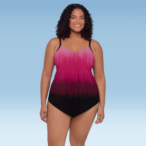 Trimshaper Women's Hank Handkerchief Plus Floral Tankini Swimsuit Top - 1 of 3