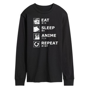 Men's - Instant Message - Eat Sleep Anime Repeat Long Sleeve Graphic T-Shirt - 1 of 4