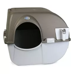 Omega Paw Roll 'n Clean Plastic Indoor Outdoor Automatic Self Cleaning Litter Box for Regular Sized Cats, Generation 5, Grey, 20 x 19 Inch