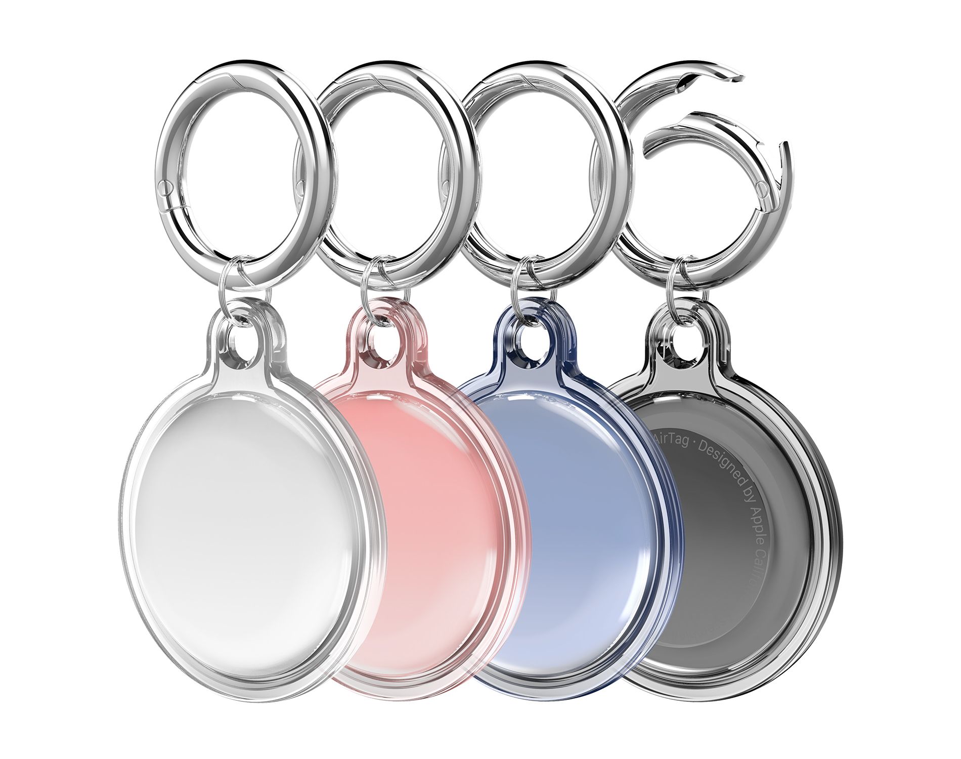 Vena 4 Pack For Apple AirTag Holder and Keyring, AirTag Keychain Holder Waterproof AirTag Case for Dog Cat Pets Collar Backpack Kids Elderly